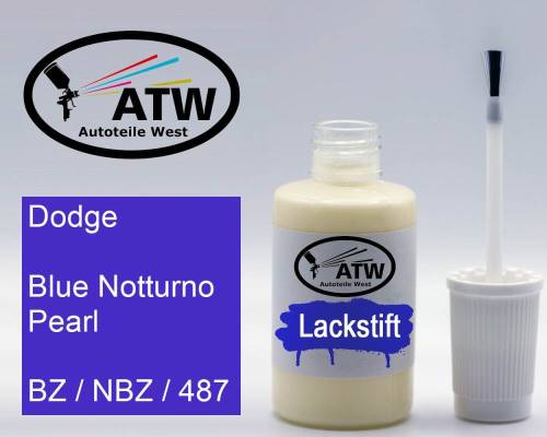 Dodge, Blue Notturno Pearl, BZ / NBZ / 487: 20ml Lackstift, von ATW Autoteile West.